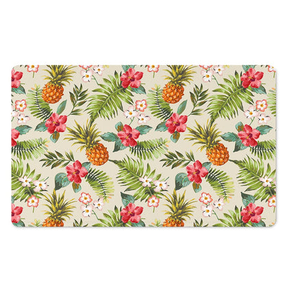 White Aloha Pineapple Pattern Print Polyester Doormat
