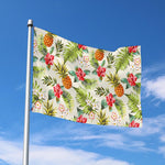 White Aloha Pineapple Pattern Print Polyester Flag