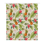 White Aloha Pineapple Pattern Print Polyester Shower Curtain