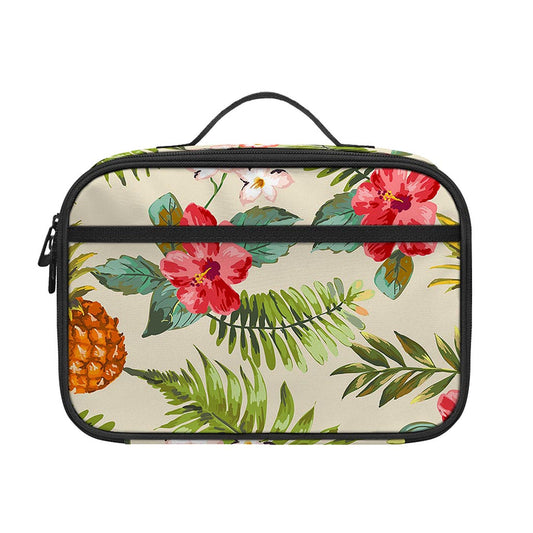 White Aloha Pineapple Pattern Print Portable Lunch Bag