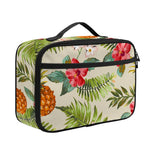 White Aloha Pineapple Pattern Print Portable Lunch Bag