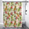 White Aloha Pineapple Pattern Print Premium Shower Curtain