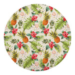 White Aloha Pineapple Pattern Print Round Blanket