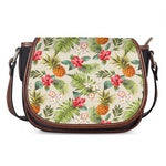 White Aloha Pineapple Pattern Print Saddle Bag