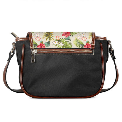 White Aloha Pineapple Pattern Print Saddle Bag