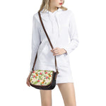 White Aloha Pineapple Pattern Print Saddle Bag