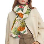 White Aloha Pineapple Pattern Print Scarf