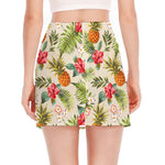 White Aloha Pineapple Pattern Print Side Slit Mini Skirt