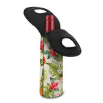 White Aloha Pineapple Pattern Print Single Neoprene Wine Tote
