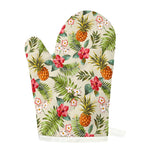 White Aloha Pineapple Pattern Print Single Oven Mitt