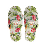 White Aloha Pineapple Pattern Print Slippers