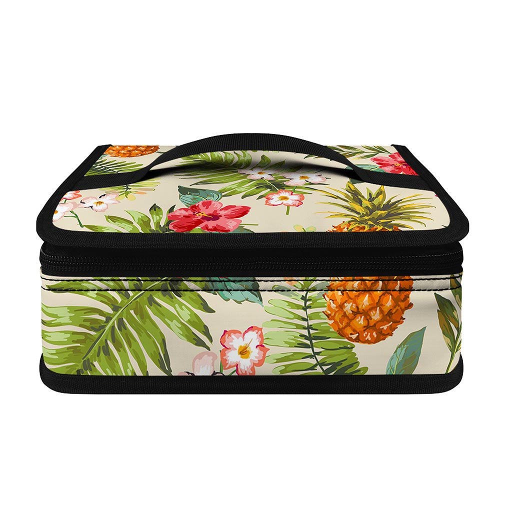 White Aloha Pineapple Pattern Print Small Lunch Bag
