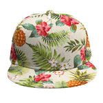White Aloha Pineapple Pattern Print Snapback Cap