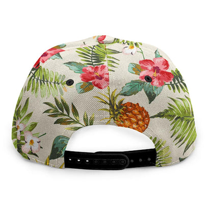 White Aloha Pineapple Pattern Print Snapback Cap