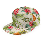 White Aloha Pineapple Pattern Print Snapback Cap