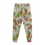 White Aloha Pineapple Pattern Print Sweatpants