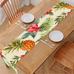 White Aloha Pineapple Pattern Print Table Runner