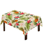 White Aloha Pineapple Pattern Print Tablecloth