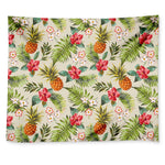 White Aloha Pineapple Pattern Print Tapestry