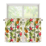 White Aloha Pineapple Pattern Print Tier Curtains