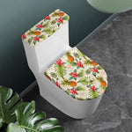 White Aloha Pineapple Pattern Print Toilet Lid And Tank Cover Set