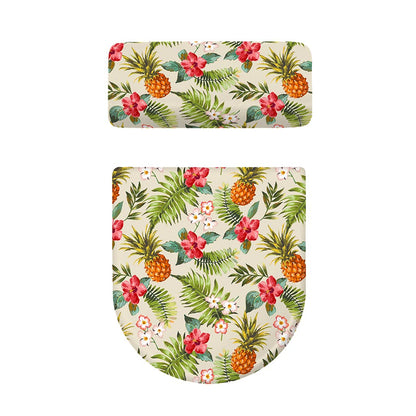 White Aloha Pineapple Pattern Print Toilet Lid And Tank Cover Set