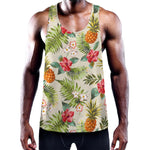White Aloha Pineapple Pattern Print Training Tank Top