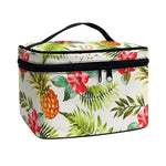 White Aloha Pineapple Pattern Print Travel Makeup Bag