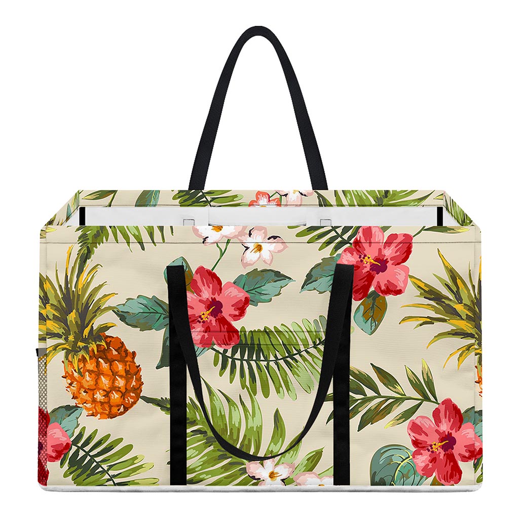 White Aloha Pineapple Pattern Print Utility Tote Bag