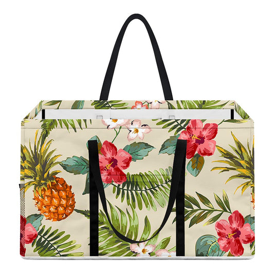 White Aloha Pineapple Pattern Print Utility Tote Bag