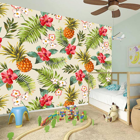 White Aloha Pineapple Pattern Print Wall Sticker