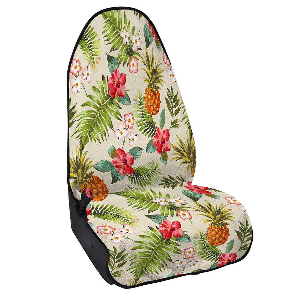 White Aloha Pineapple Pattern Print Waterproof Car Seat Cover