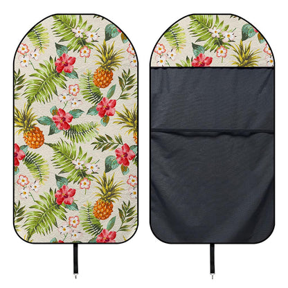 White Aloha Pineapple Pattern Print Waterproof Car Seat Cover
