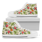 White Aloha Pineapple Pattern Print White High Top Sneakers