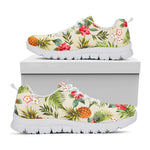 White Aloha Pineapple Pattern Print White Running Shoes