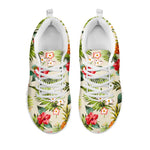 White Aloha Pineapple Pattern Print White Running Shoes