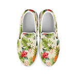 White Aloha Pineapple Pattern Print White Slip On Sneakers