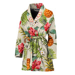 White Aloha Pineapple Pattern Print Women's Bathrobe