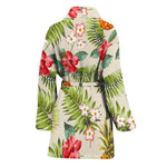 White Aloha Pineapple Pattern Print Women's Bathrobe