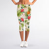 White Aloha Pineapple Pattern Print Women's Capri Leggings