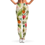 White Aloha Pineapple Pattern Print Women's Leggings