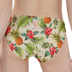 White Aloha Pineapple Pattern Print Women's Panties