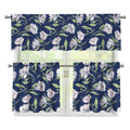 White Alstroemeria Pattern Print 3 Piece Kitchen Curtains