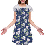 White Alstroemeria Pattern Print Adjustable Apron