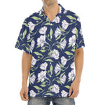 White Alstroemeria Pattern Print Aloha Shirt