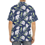 White Alstroemeria Pattern Print Aloha Shirt