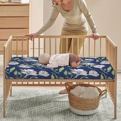 White Alstroemeria Pattern Print Baby Crib Sheet