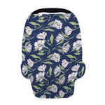 White Alstroemeria Pattern Print Baby Seat Cover