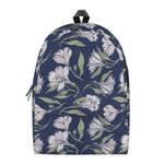 White Alstroemeria Pattern Print Backpack