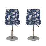 White Alstroemeria Pattern Print Bar Stool Covers